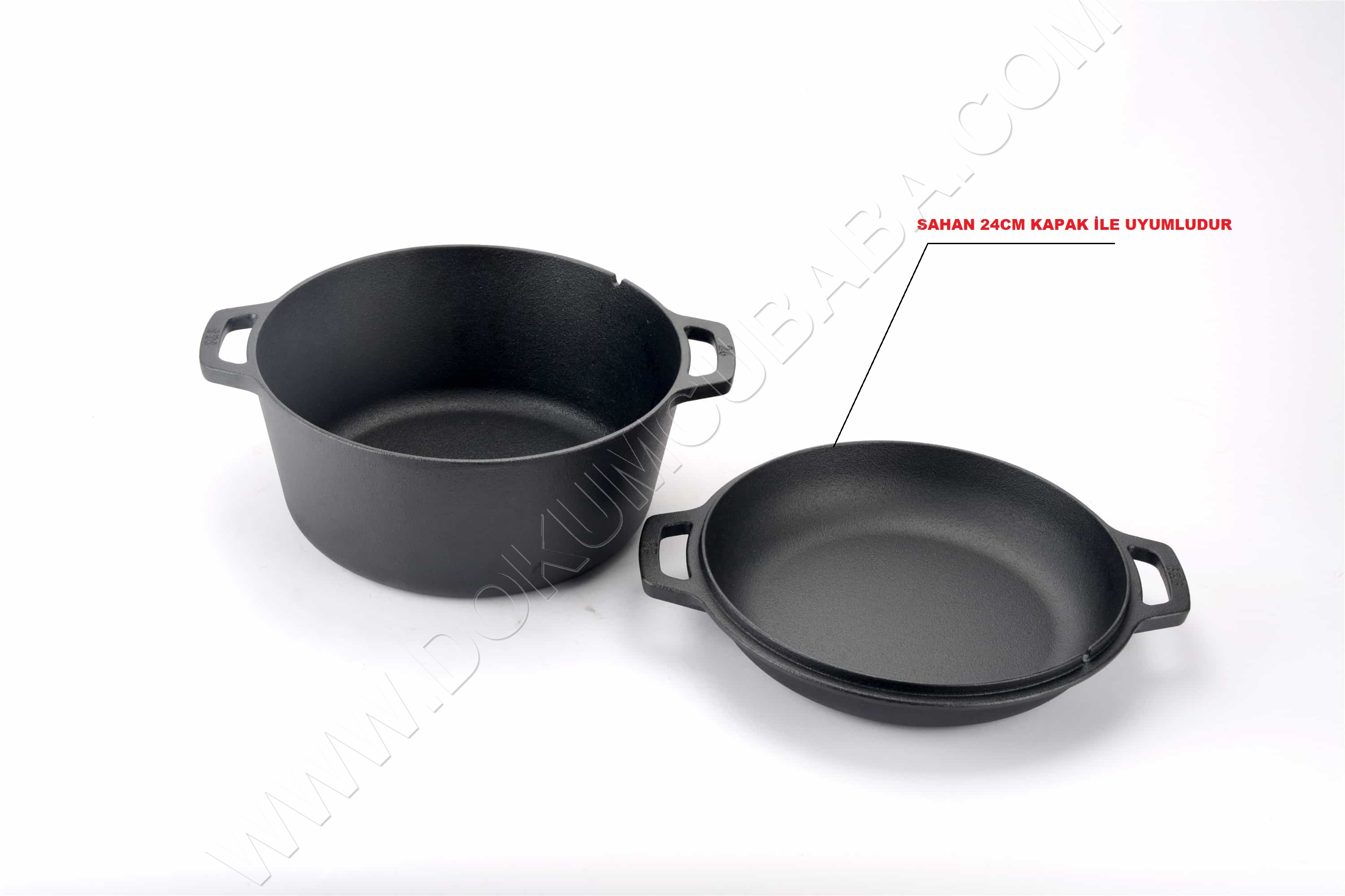 Kaplamasız döküm ikili tencere 26cm(STOK İÇİN LÜTFEN ÜRÜN AÇIKLAMASINI OKUYUNUZ)